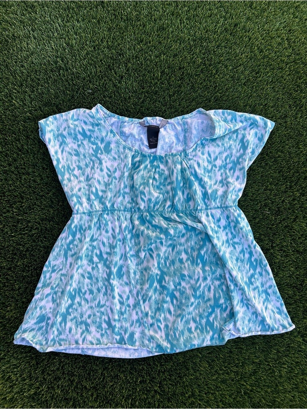 Teal and white baby doll top